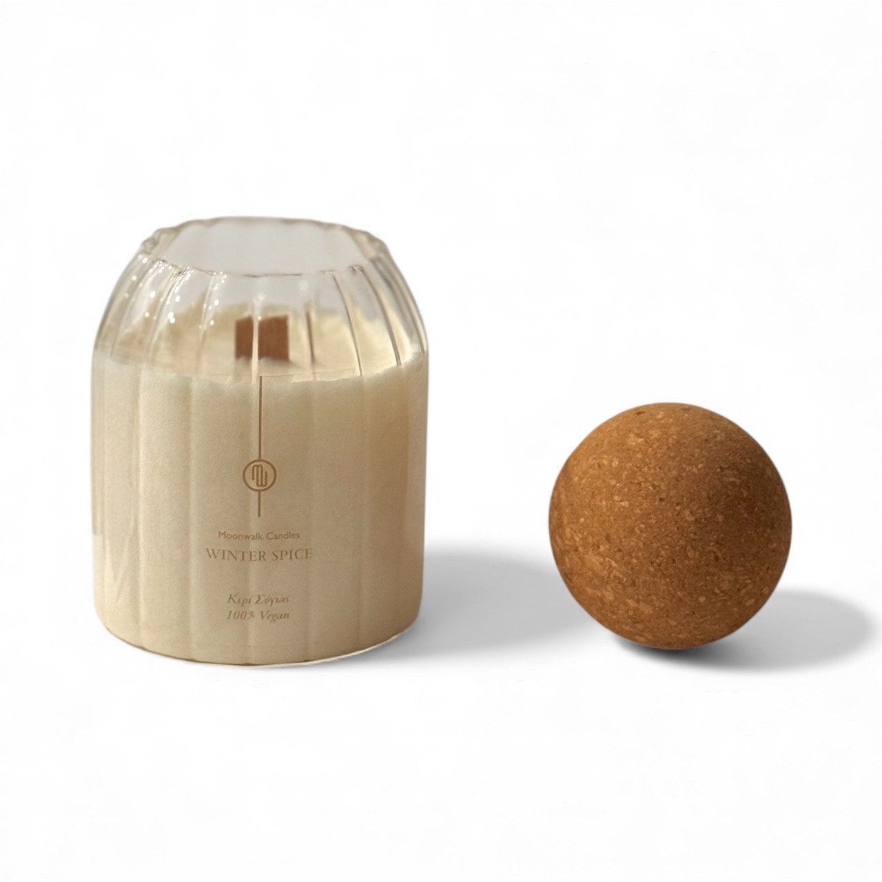 ΓΥΑΛΙΝΟ ΔΟΧΕΙΟ ΜΕ ΣΦΑΙΡΙΚΟ ΚAΠΑΚΙ ΦΕΛΛΟΥ 450ml