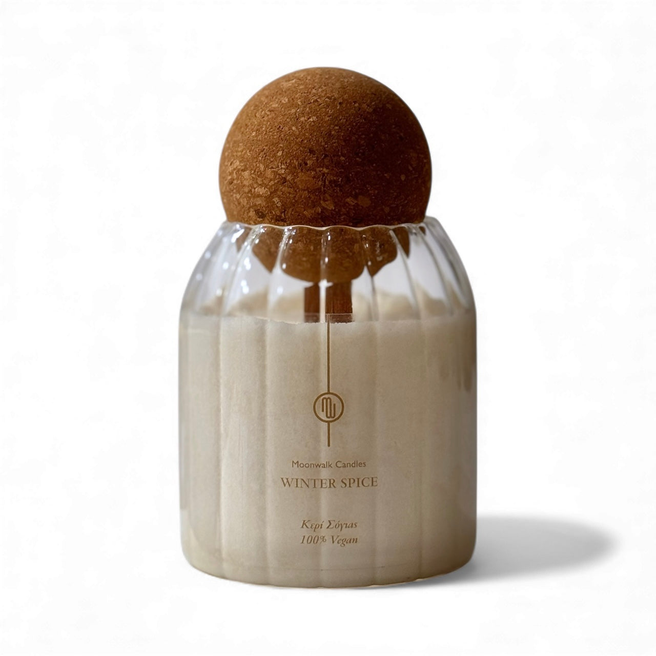 ΓΥΑΛΙΝΟ ΔΟΧΕΙΟ ΜΕ ΣΦΑΙΡΙΚΟ ΚAΠΑΚΙ ΦΕΛΛΟΥ 450ml